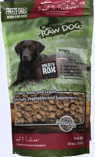 20 oz. OC Raw Freeze Dried Beef & Produce Meaty Rox - Dog/Cat Supplements